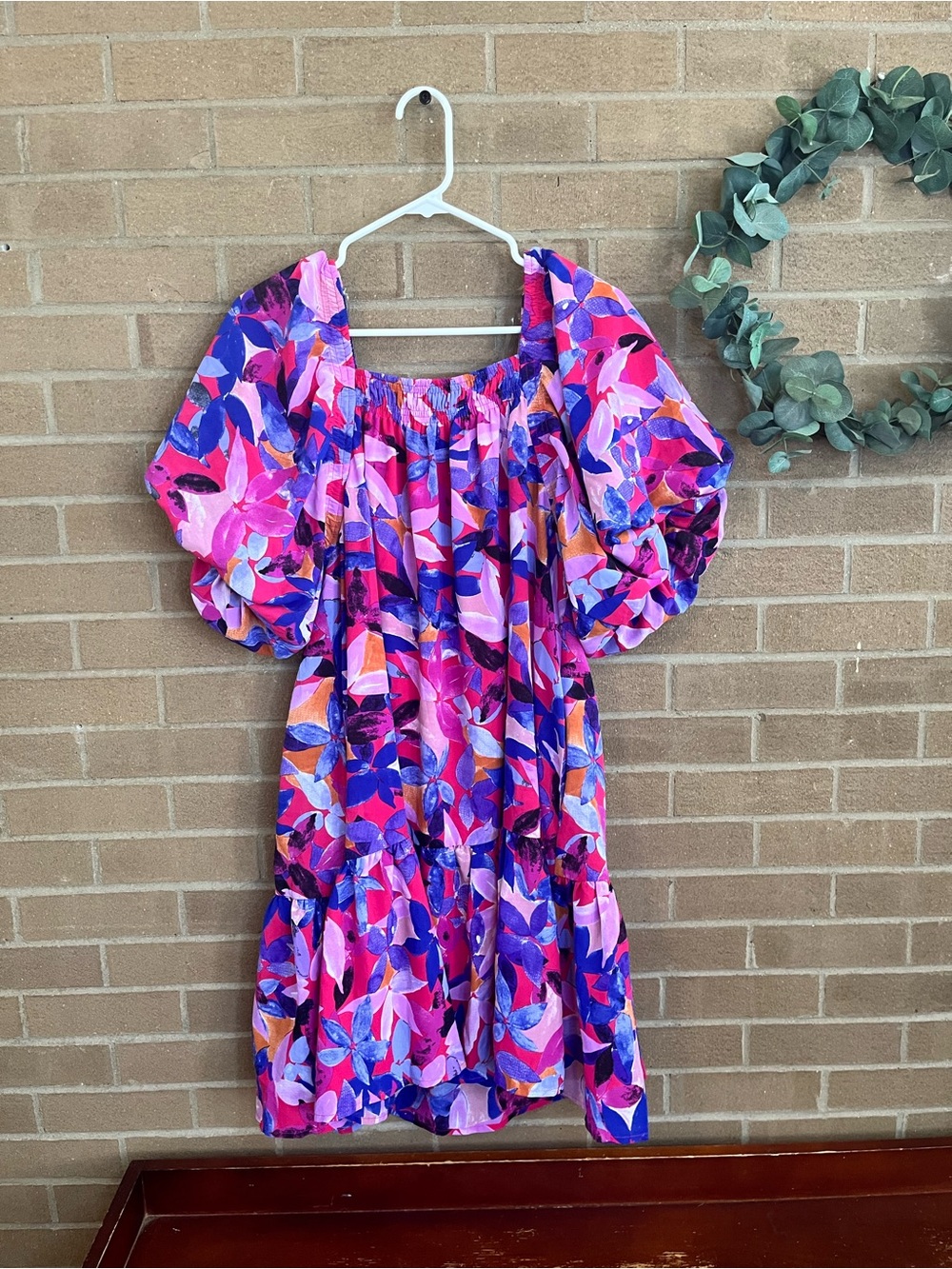 entro Pink Purple Floral Off-Shoulder Mini Dress